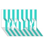Vertical Stripes - White and Turquoise MOM 3D Greeting Card (8x4)
