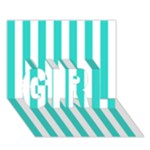 Vertical Stripes - White and Turquoise GIRL 3D Greeting Card (7x5)