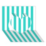 Vertical Stripes - White and Turquoise Heart 3D Greeting Card (7x5)