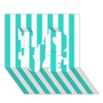 Vertical Stripes - White and Turquoise LOVE 3D Greeting Card (7x5)
