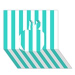 Vertical Stripes - White and Turquoise Apple 3D Greeting Card (7x5)