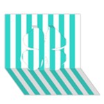 Vertical Stripes - White and Turquoise Clover 3D Greeting Card (7x5)