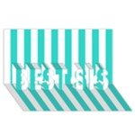 Vertical Stripes - White and Turquoise BEST SIS 3D Greeting Card (8x4)