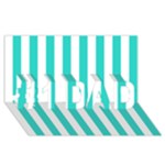 Vertical Stripes - White and Turquoise #1 DAD 3D Greeting Card (8x4)