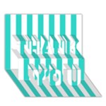 Vertical Stripes - White and Turquoise THANK YOU 3D Greeting Card (7x5)