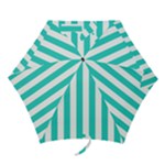 Vertical Stripes - White and Turquoise Mini Umbrella