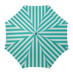 Vertical Stripes - White and Turquoise Golf Umbrella