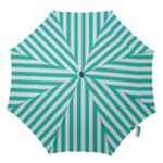 Vertical Stripes - White and Turquoise Hook Handle Umbrella (Small)
