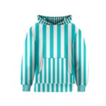 Vertical Stripes - White and Cyan Kid s Pullover Hoodie
