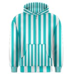 Vertical Stripes - White and Cyan Men s Zipper Hoodie