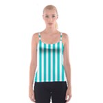 Vertical Stripes - White and Cyan Spaghetti Strap Top