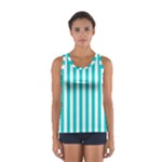 Vertical Stripes - White and Cyan Women s Sport Tank Top