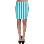 Vertical Stripes - White and Cyan Bodycon Skirt