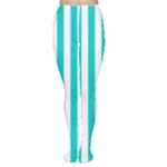 Vertical Stripes - White and Cyan Women s Tights