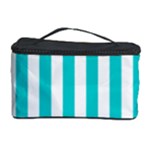 Vertical Stripes - White and Cyan Cosmetic Storage Case