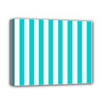 Vertical Stripes - White and Cyan Deluxe Canvas 14  x 11  (Stretched)