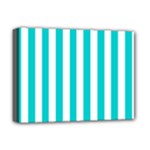 Vertical Stripes - White and Cyan Deluxe Canvas 16  x 12  (Stretched)
