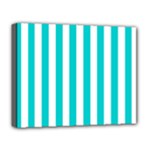 Vertical Stripes - White and Cyan Deluxe Canvas 20  x 16  (Stretched)