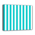 Vertical Stripes - White and Cyan Deluxe Canvas 24  x 20  (Stretched)