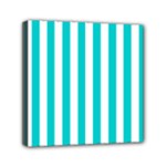 Vertical Stripes - White and Cyan Mini Canvas 6  x 6  (Stretched)