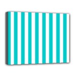 Vertical Stripes - White and Cyan Canvas 14  x 11  (Stretched)