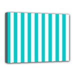 Vertical Stripes - White and Cyan Canvas 16  x 12  (Stretched)