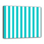 Vertical Stripes - White and Cyan Canvas 20  x 16  (Stretched)