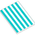 Vertical Stripes - White and Cyan Large Memo Pads