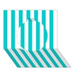 Vertical Stripes - White and Cyan Circle 3D Greeting Card (7x5)
