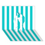 Vertical Stripes - White and Cyan Ribbon 3D Greeting Card (7x5)