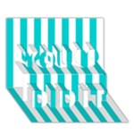 Vertical Stripes - White and Cyan You Did It 3D Greeting Card (7x5)