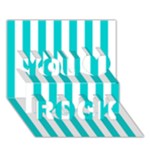 Vertical Stripes - White and Cyan You Rock 3D Greeting Card (7x5)