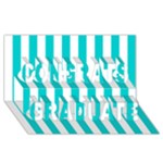 Vertical Stripes - White and Cyan Congrats Graduate 3D Greeting Card (8x4)