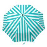 Vertical Stripes - White and Cyan Folding Umbrella