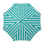 Vertical Stripes - White and Cyan Golf Umbrella
