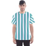 Vertical Stripes - White and Verdigris Men s Sport Mesh Tee