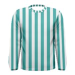Vertical Stripes - White and Verdigris Men s Long Sleeve T-shirt