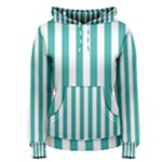 Vertical Stripes - White and Verdigris Women s Pullover Hoodie