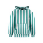 Vertical Stripes - White and Verdigris Kid s Pullover Hoodie