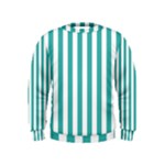 Vertical Stripes - White and Verdigris Kid s Sweatshirt