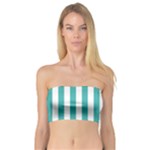 Vertical Stripes - White and Verdigris Bandeau Top