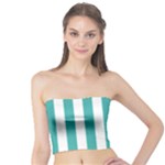 Vertical Stripes - White and Verdigris Tube Top