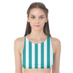 Vertical Stripes - White and Verdigris Tank Bikini Top