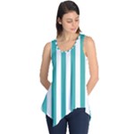 Vertical Stripes - White and Verdigris Sleeveless Tunic