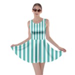 Vertical Stripes - White and Verdigris Skater Dress