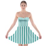 Vertical Stripes - White and Verdigris Strapless Bra Top Dress