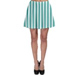 Vertical Stripes - White and Verdigris Skater Skirt