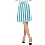 Vertical Stripes - White and Verdigris A-Line Skirt