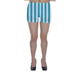 Vertical Stripes - White and Verdigris Skinny Shorts