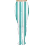 Vertical Stripes - White and Verdigris Women s Tights
